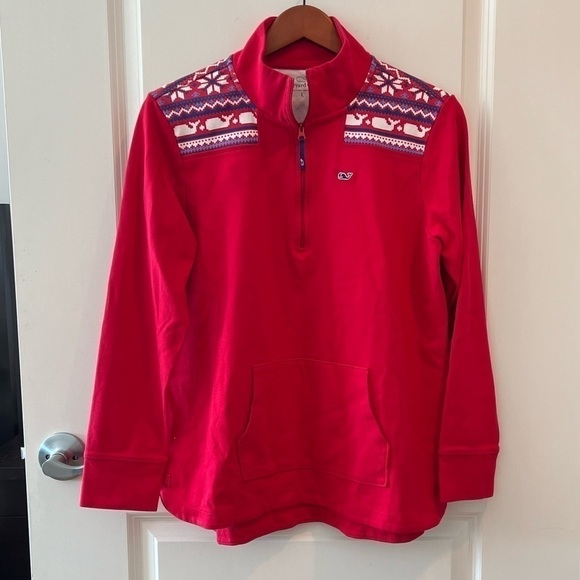 Vineyard Vines 1/4 Zip Pullover Nordic Logo
Red oversized Sweatshirt - Picture 1 of 15